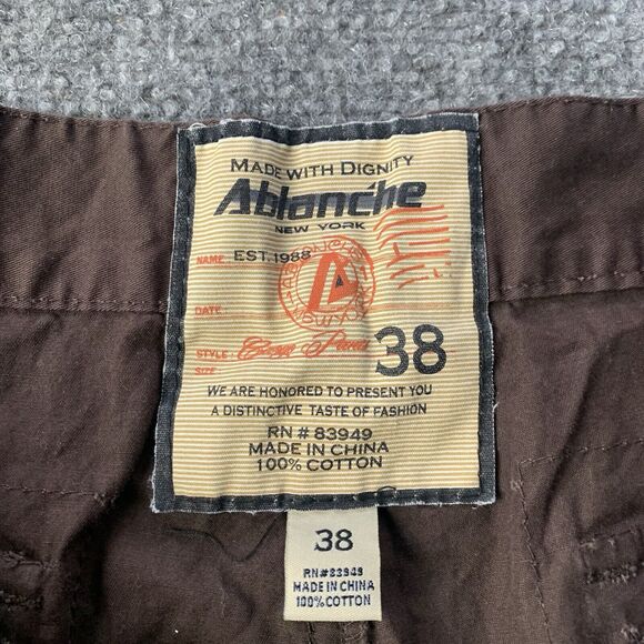 Ablanche Cargo Shorts Mens 38 Brown Y2K Baggy Fit Pockets 100% Cotton 12" Inseam - Picture 10 of 13